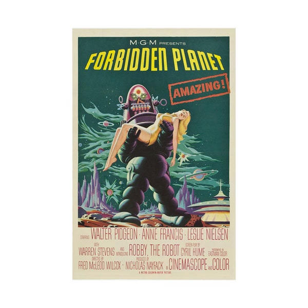 Forbidden Planet | Premium Matte Poster | Robbie the Robot | cult cinema | Leslie Nielson Anne Francis | scifi | retro print 11x17