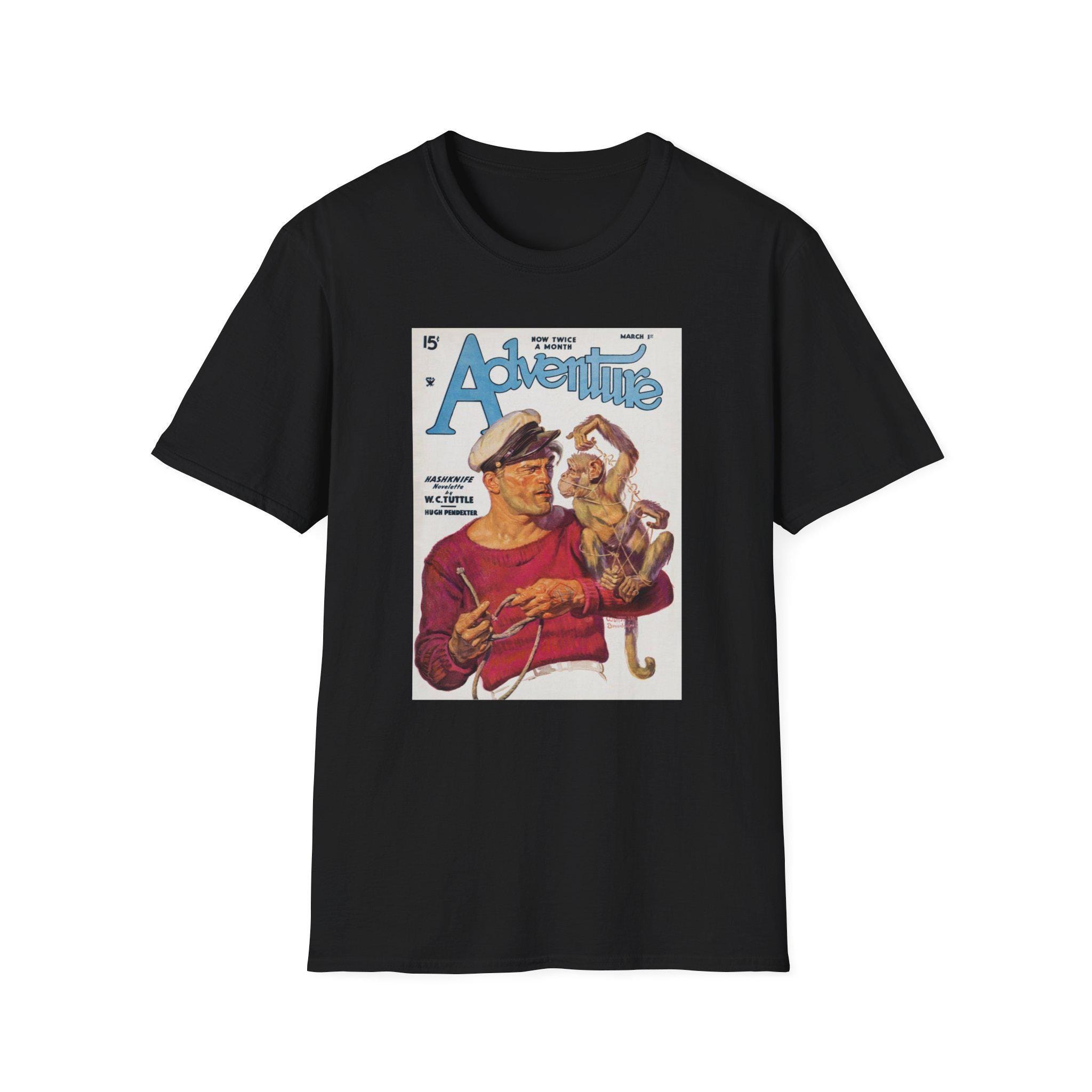 Adventure Pulp Fiction Magazine Cover T-shirt: Retro Monkey