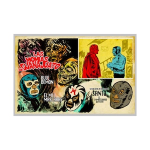 Lucha Libre Las Momias de Guanajuato 1972 / Cartel Mate / Luchadores Enmascarados / impresión retro de arte raro 24x16