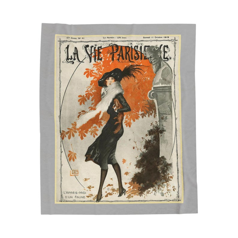 La Vie Parisienne Satyr cover Velveteen Plush Blanket: Art Deco, 2 sizes image 6