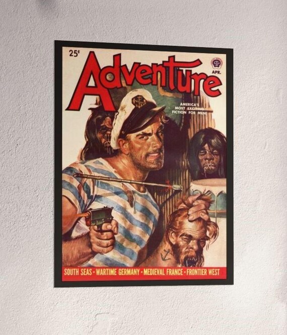 Adventure Magazine Cover Art Print: 1950s Pulp Fiction, Shrunken