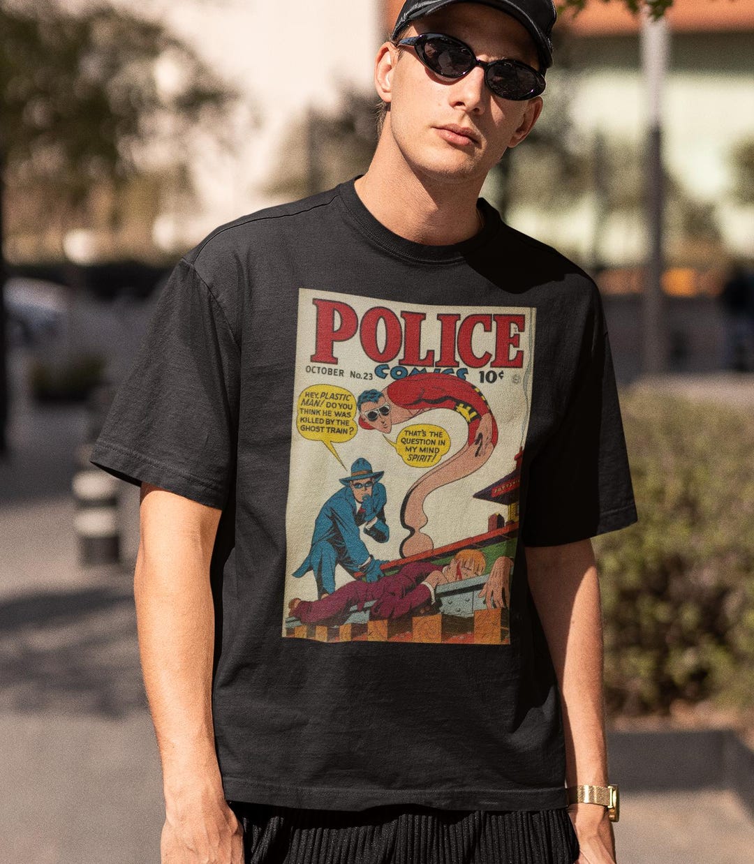 Plastic Man & the Spirit Retro Soft Style T-shirt: Vintage Comic