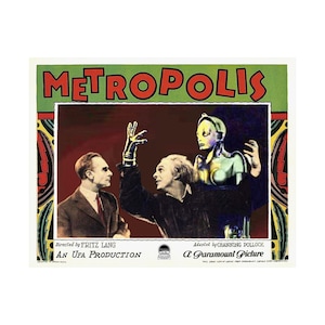 Metropolis 1927 carte de lobby rare 2b impression rétro | Poster horizontal mat premium | gothique classique scifi | cinéma culte art nouveau | 14 x 11