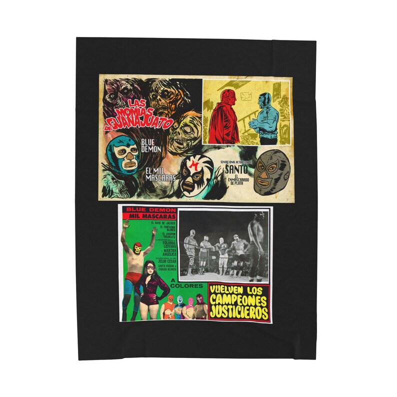 Lucha Libre Velveteen Plush Blanket: 2 Movies, Masked Luchadores, 2 sizes image 5