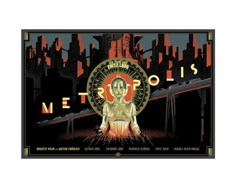 Metropolis 1927 retro print | Premium Matte poster | classic scifi movie | art nouveau art deco | gothic cult cinema wall art decor | 18x12