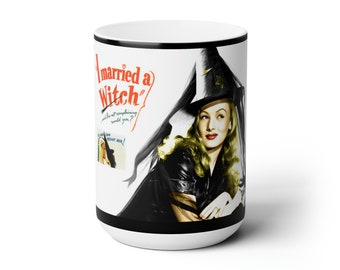 15oz I Married a Witch | Large Ceramic Mug 15oz | Veronica Lake | vintage cinema