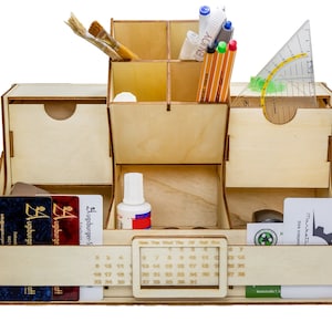 Multi-Purpose Wooden Desk Organizer | Desktop Office Organizer For Stationery and Accessories | Perfect for home, office and kitchen