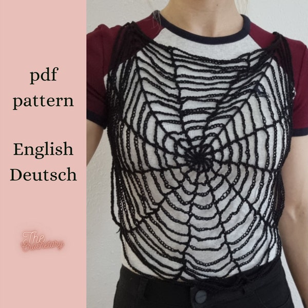 Crochet Pattern Spider Web Top Halloween Spiderweb Crop Top Halloween Costume Crochet Top Creepy Halloween Party Accessory