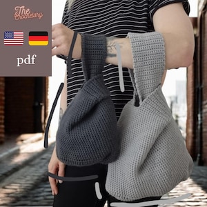 Bolsa de proyecto con patrón de ganchillo, 2 tamaños, bolsa de muñeca alemana/inglesa, bolsa de nudo japonés, bolsa de hilo, bolsa Mosu
