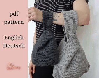 Häkelanleitung Projekttasche 2 Größen Deutsch/Englisch Wrist Bag Japanischer Knoten Japanische Knotentasche Garntasche Mosu Tasche