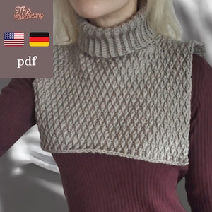 Crochet pattern neck warmer diamond pattern | crochet cozy neck warmer | winter accessory turtleneck unisex | PDF