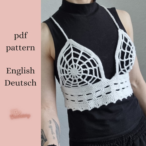 Crochet Pattern Spider Web Bustier Halloween Spiderweb Crop Top Halloween Costume Crochet Bralette Bustier Creepy Halloween Party Accessory