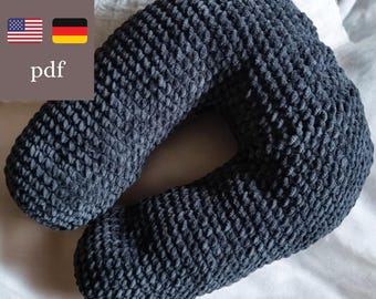 Patrón de ganchillo para una almohada cervical | Teje a ganchillo una cómoda almohada de apoyo para el cuello | Almohada cómoda para el sofá y para viajar | Almohada de viaje | PDF
