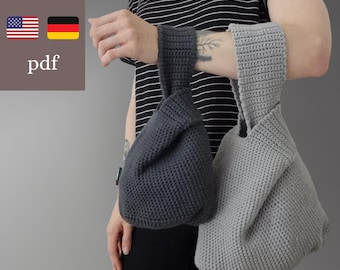 Crochet pattern “Mosu” knot bag | crochet Japanese knot bag in 2 sizes | project bag & shopping bag | PDF crochet pattern