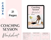 Coaching Session Worksheet for Coach, Coaching Worksheet Tools, Coaching workbook, Client Session Editable Canva Worksheet for Coaches