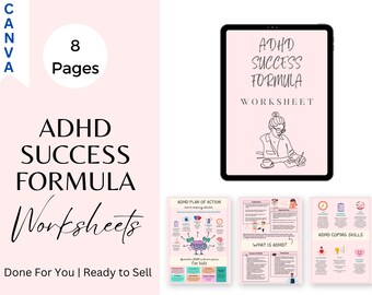 ADHD Worksheets, ADHD Workbook for Adults & Kids, Editable adhd Templates, ADHD Printables, Wellness, Life Coach, adhd therapist, Anxiety