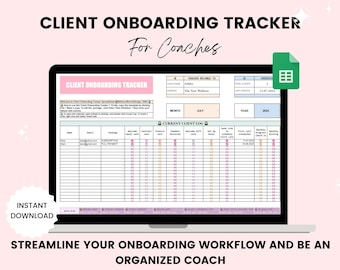 Client Onboarding Tracker Spreadsheet for Coaches, Coaching Tracker, Client Tracker & Management Spreadsheet, CRM, Client List,Coach Planner