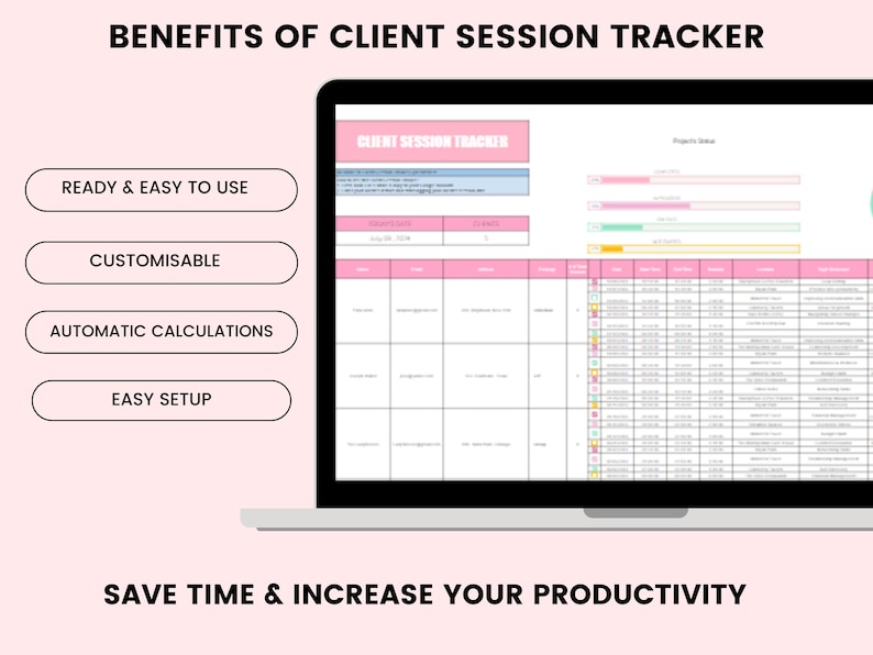 Client Session Tracker Google Spreadsheet for Coaches, Coaching Tracker ...