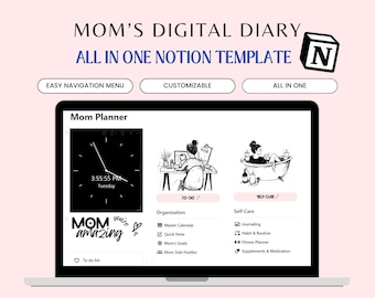 Mom Planner Notion Template, Family Notion Template, Busy Mom Planner, Mom Productivity Notion Planner, Habit Tracker, Household Organizer