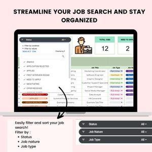 Kalkylblad för jobbansökningsspårning, Google Sheet för jobbspårning, spårning av jobberbjudanden, spårning av jobbintervjuer, karriärplanerare, spårning av jobbsökning bild 5