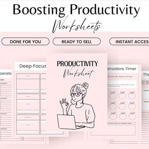Productivity Workbook for Adults and Teens, Boosting Productivity Toolkit, PLR worksheet, PLR Guide Coaching Tools, For Productivity Coach