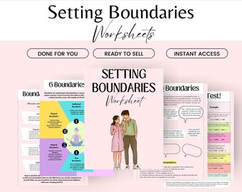 Setting Boundaries worksheets and workbook for Adults and Teens, Therapy worksheets, Setting Healthy Boundaries printable, Coaching Tool