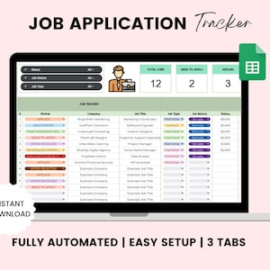 Job Application Tracker Spreadsheet, Job Tracker Google Sheet, Job Offer Tracker, Job Interview Tracker, Career Planner, Job Search Tracker