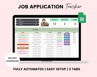 Job Application Tracker Spreadsheet, Job Tracker Google Sheet, Job Offer Tracker, Job Interview Tracker, Career Planner, Job Search Tracker
