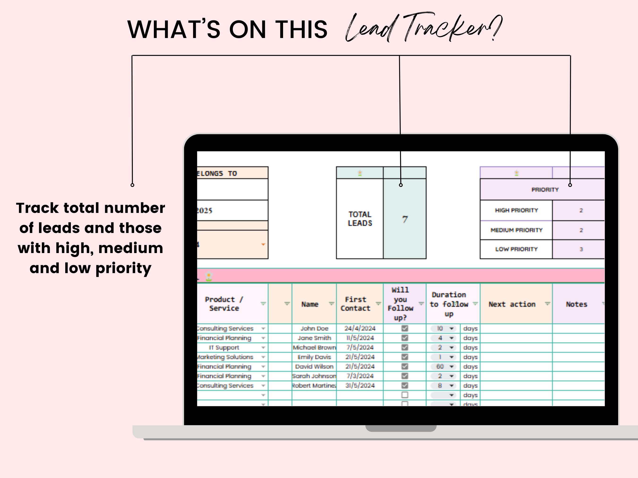 Lead Tracker Google Sheets Spreadsheet for Coaches, Client List ...