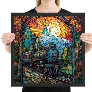 Framed Train Wall Art | Vintage Locomotive Print | Perfect Match for Any Room Decor | Multiple Sizes Available