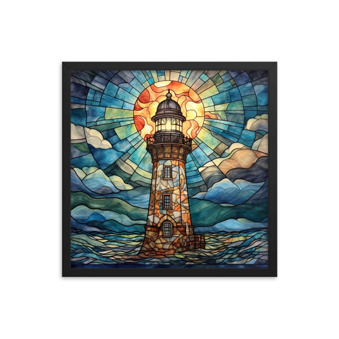 Lighthouse Framed Wall Art Framed Paper Poster Explorer Art Etsy