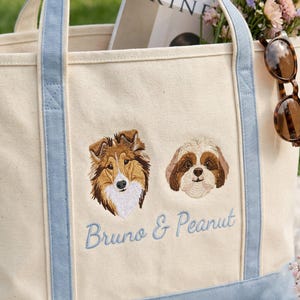 Bolsa de tecido personalizada com bordado de retrato de animal de estimação, bolsa para cães/gatos, bolsa personalizada para animais de estimação, presente para mãe de cachorro, presente de aniversário para tia