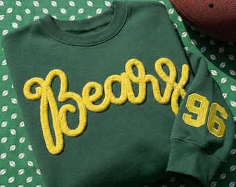 Aangepast chenillegaren geborduurd sweatshirt, sweatshirt sportteam, fuzzy Letter Spirit Wear, collegeteams, professionele teams, middelbare schoolteams