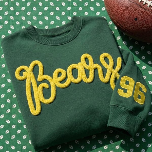 Aangepast chenillegaren geborduurd sweatshirt, sweatshirt sportteam, fuzzy Letter Spirit Wear, collegeteams, professionele teams, middelbare schoolteams
