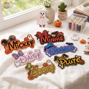 Toppa ricamata personalizzata a tema Halloween "Magical Land", toppa termoadesiva ispirata a personaggi spettrali, ideale per giacche, zaini e cappelli, regalo per il ritorno a scuola.