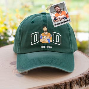 Custom Dad Hat, Personalized Gift for Father’s Day, Custom Embroidered Portrait Dad And Child Cap, Daddy’s Gift