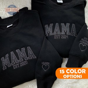 MAMA Embroidered Sweatshirt Embroidered Applique Glitter Crewneck, Custom Mama Embroidered Hoodie, Glitter Mama Sweatshirt, Gift for Mom image 5