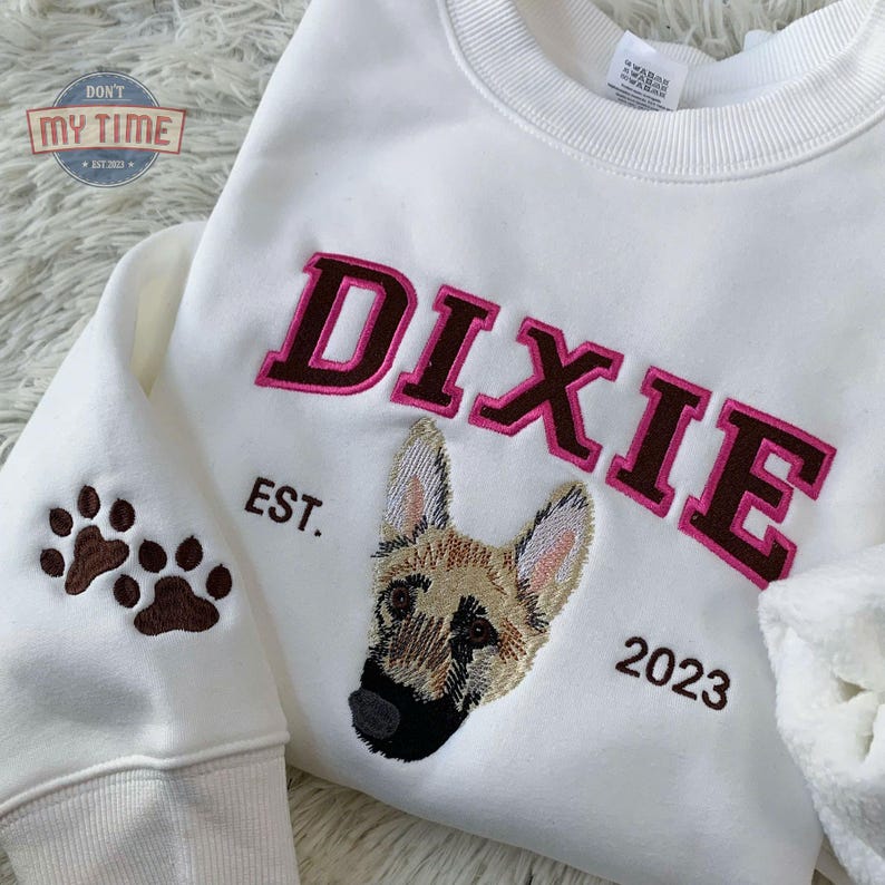 Custom Pet Embroidered Sweatshirt, Custom Pet Shirt, Embroidered Pet
