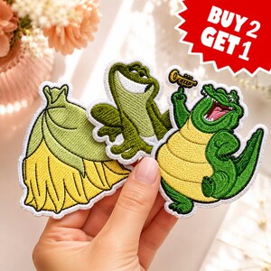 Frog Princess Characters Embroidered Patch, Theme Park Vacation Iron On Patch, Magical Land Castle Badge For Hats, Jacket, Park Trip Gift