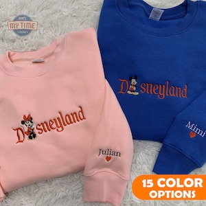 Custom Embroidered Couple Hoodie, Embroidered Cartoon Mouse Couple Sweatshirt, Embroidered Couple Sweatshirt, Magic Trip Hoodie