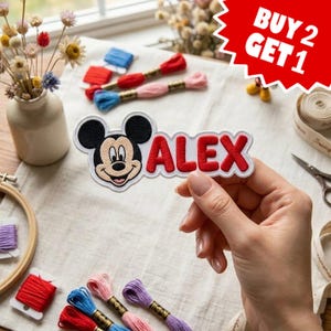 Embroidered Custom Name Patches, Magical land 1955 Patch, Personalized Mouse Cartoon Iron on Patch, Holiday Family Trip Gift
