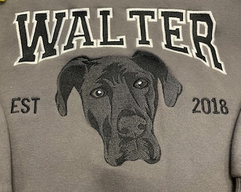 Custom Embroidered DogSweatshirt, Personalized DogSweatshirt For Human Using Cat Photo, Cat Portrait Shirt, DogMom Shirt, Gift for Mom