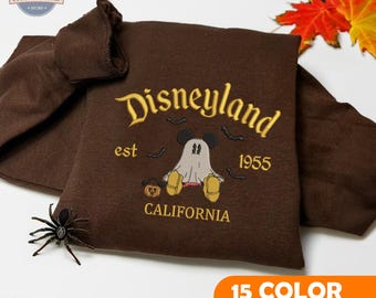 Magical Land Embroidered Sweaters, Halloween Embroidered Sweatshirt, Mouse Cartoon Embroidered Shirt, Mouse Cartoon Ghost, Halloween Gift