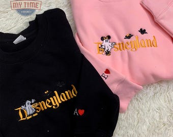 Magical Land Mouse Couple Embroidered Shirt, Mouse Cartoon Couple Embroidered Sweatshirt, Halloween Embroidered Sweatshirt, Halloween Gift