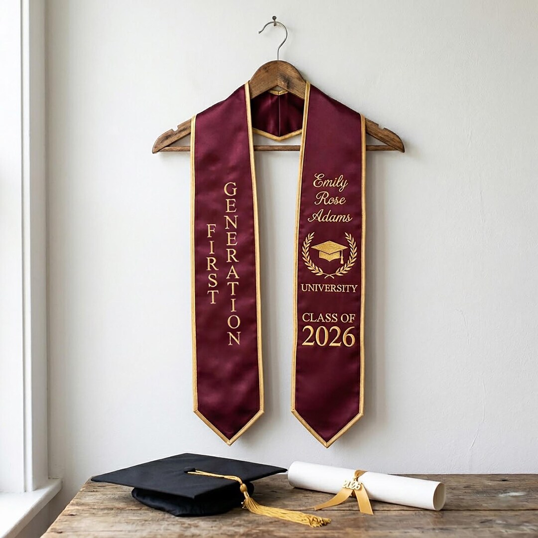 First Gen Grad Ribbon Embroidered Custom First Generation Graduation Stole, Custom College ...