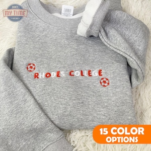 CUSTOM University Bubble Letter Embroidered Crewneck, Embroidered College Crew Sweatshirt, High School Hoodie, Gift for Graduation