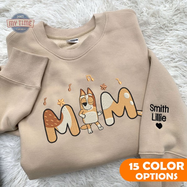 Mom Mama Dog Embroidered Sweatshirt, Mother's Day Embroidered Sweatshirt, Custom Embroidered Sweatshirt, Gift For Mama, Embroidered Hoodie