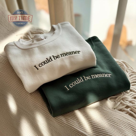 I Could Be Meaner Embroidered Sweatshirt, Sarcastic Sweater, Confident Friend Gifts, Mean Friend Shirts, Weirdcore sweatshirt