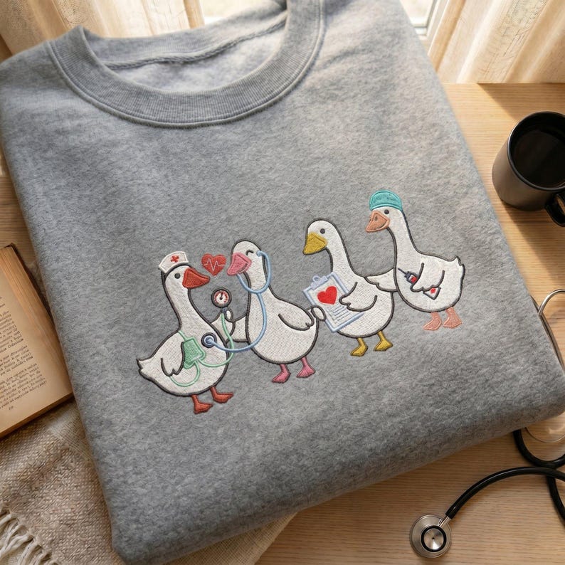 Embroidered Scrub Life Goose Sweatshirt, Medical Student Nurse Crewneck ...