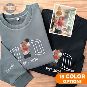 Custom Embroidered Portrait From Photo Sweatshirt, Custom Father&#39;s Day Portrait, Couples Portrait, Family Portrait, Custom Portrait Crewneck